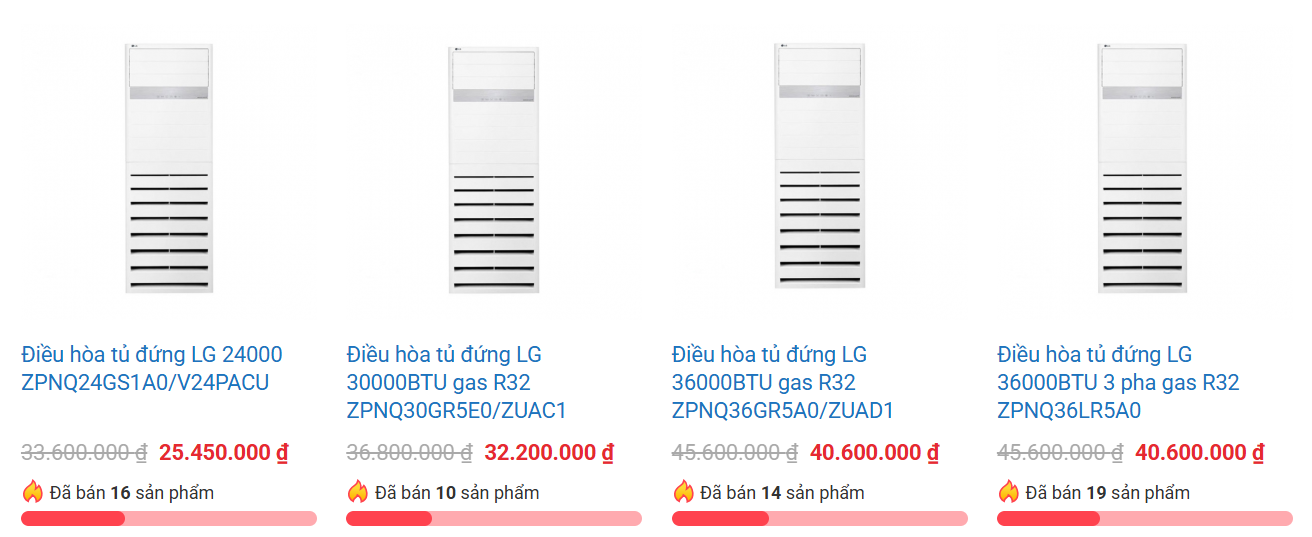Rât nhiều mẫu điều hoà tủ đứng LG tại điện máy Phúc Khánh cho khách hàng lựa chọn