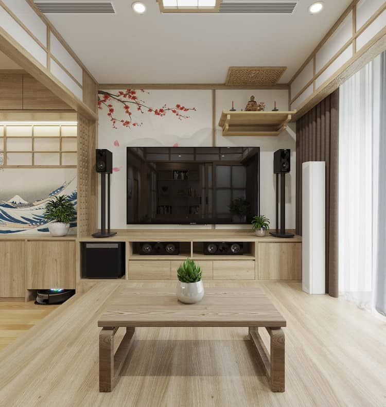 Bục ngồi được thiết kế trong phòng khách